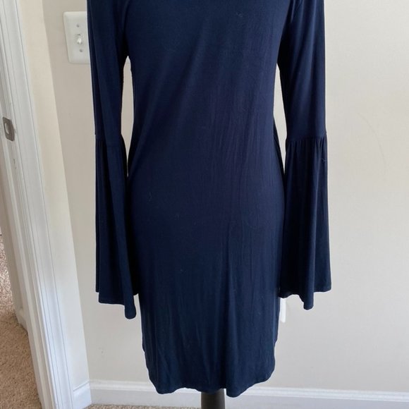 CHASER Long Sleeve Navy Pull Over Dress, Sz Small - Picture 4 of 6